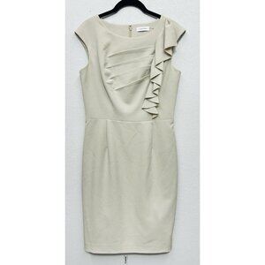 Calvin Klein Sheath Dress Size 6 Beige Sleeveless Wedding Guest Career Office